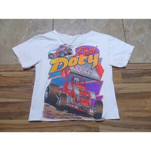 Vintage 80s Brad Doty Racing Cropped T-Shirt (Size M-L)